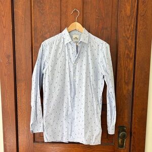 Ben Sherman Sky Blue Patterned Button Down Shirt Size M